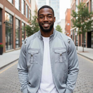 Southpole Gray Utility Bomber Jacket with Multiple Pockets Streetwear Casual XL*